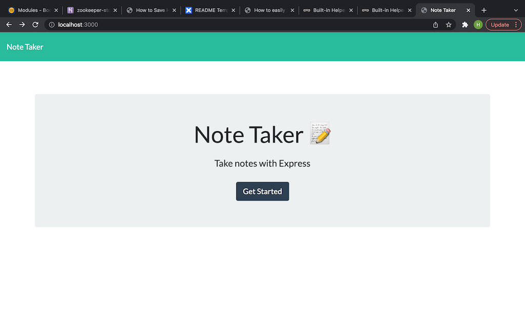 Note-taker Start Page