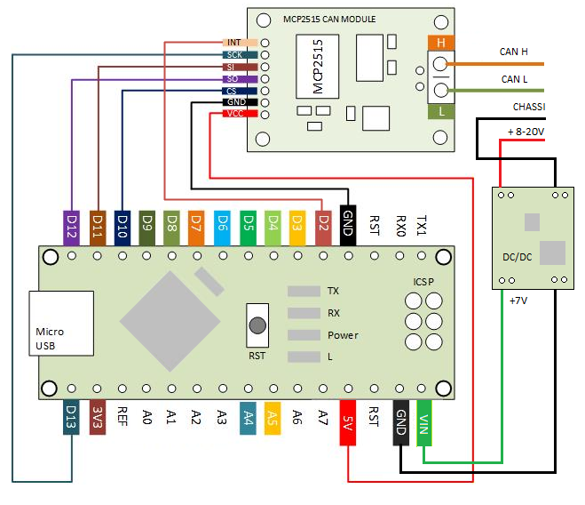 MCP2515 CAN-Shield wiring