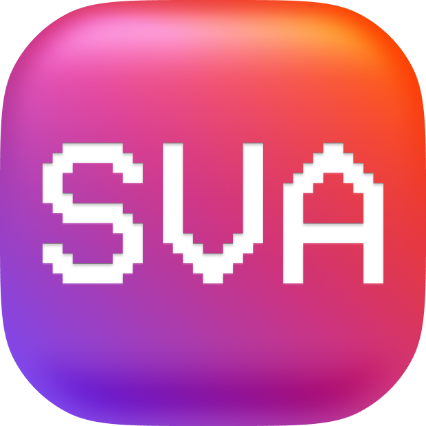 Vibrant square icon with soft corners and the characters S and A.