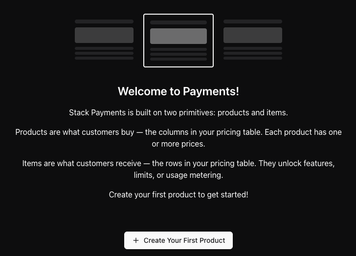 Payments product setup