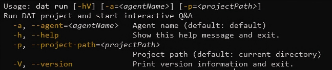 DAT CLI RUN HELP