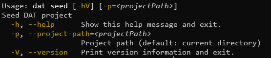 DAT CLI SEED HELP