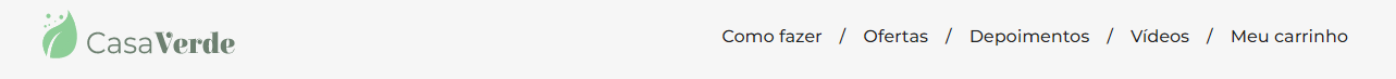 Imagem de um Menu com a Logo do Casa verde a esquerda e links de navegação a direita