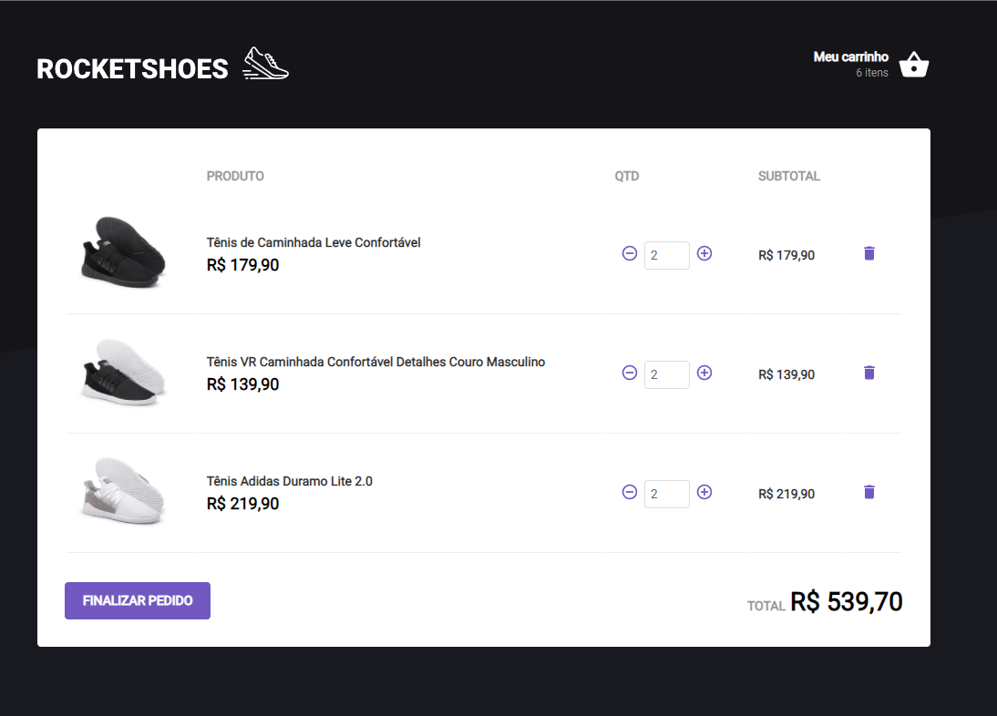 Screenshot RocketShoes Cart