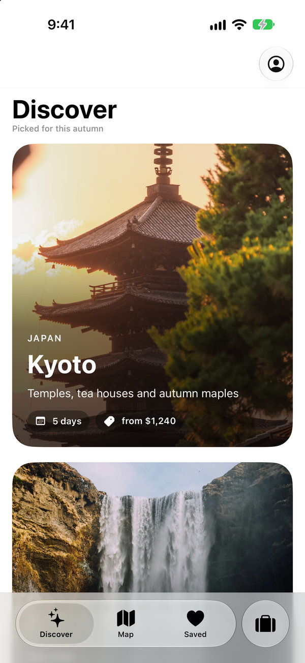 Discover: the iOS 27 prominent tab, light mode