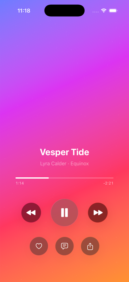 Music player screen