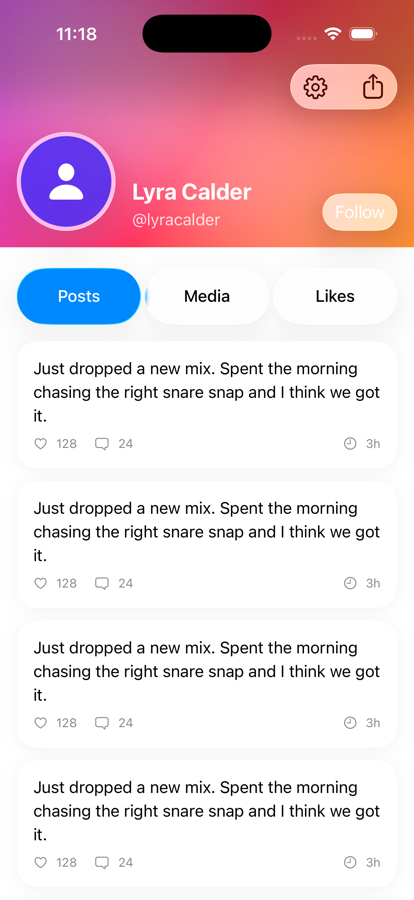 Profile screen