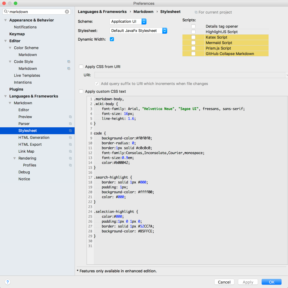 Screen Shot Settings Css