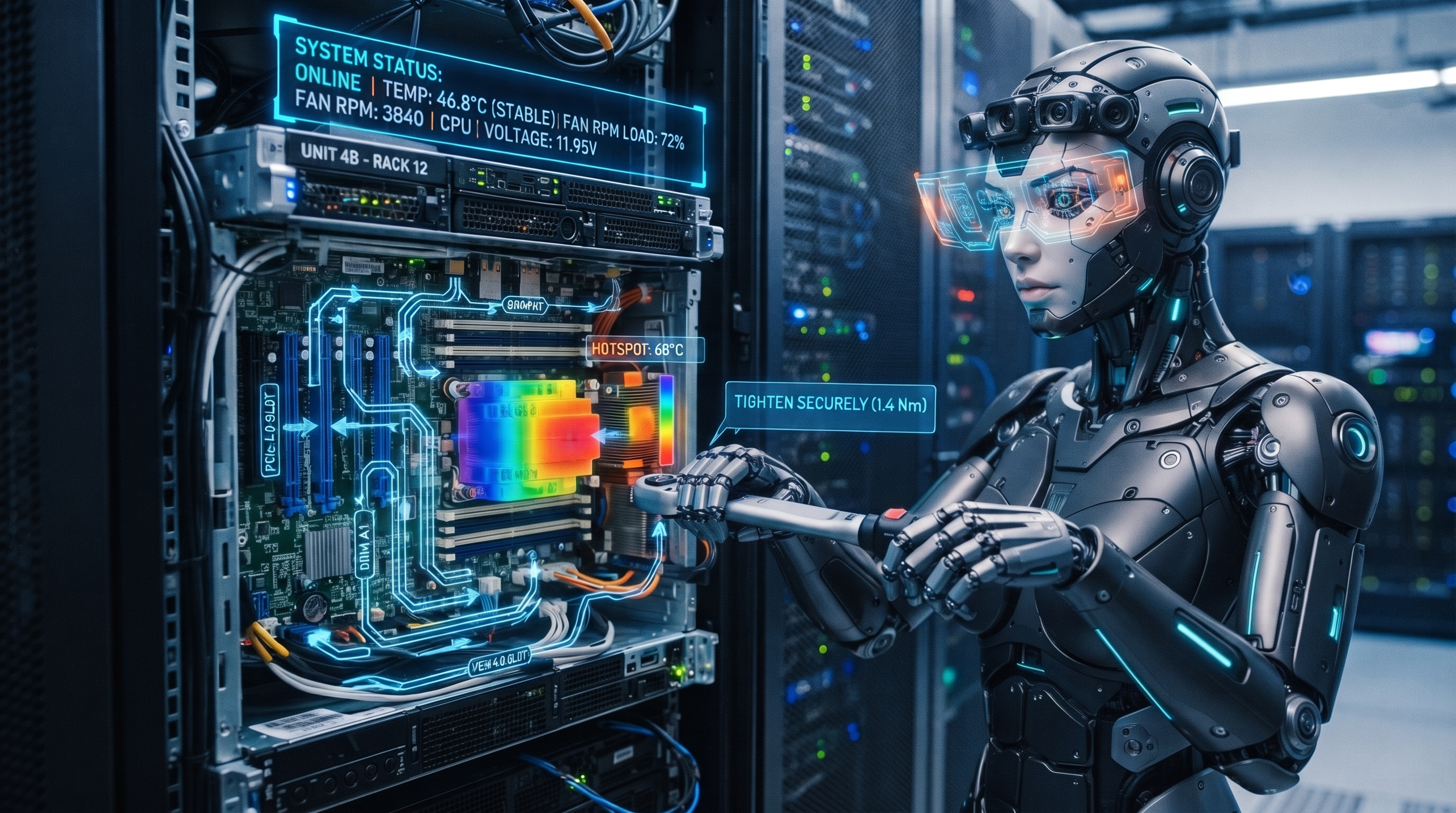 Developer programming inside high-tech virtual environment simulation