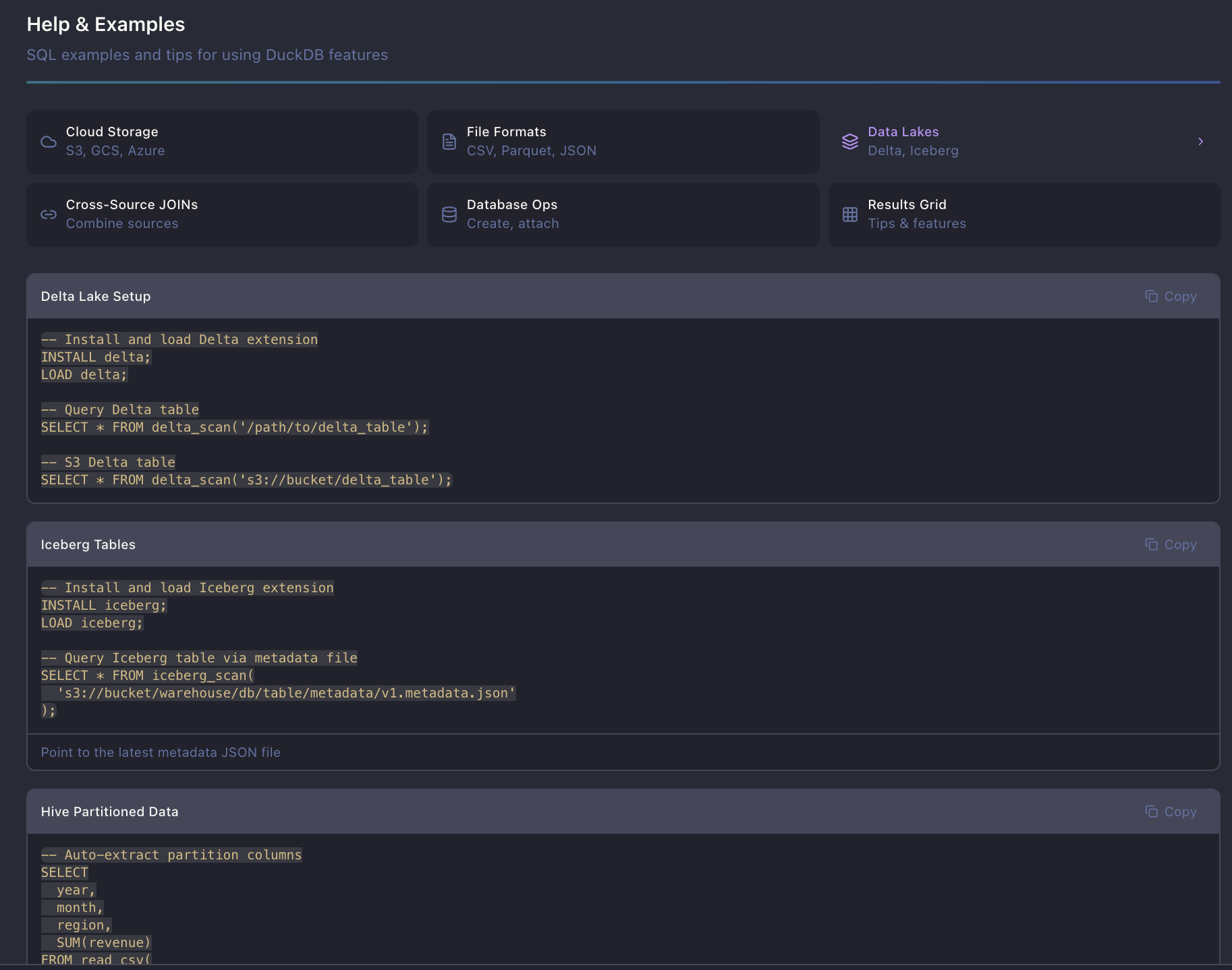 Lakehouse & File Format Examples