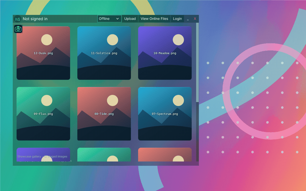 heirowSnap in action: gallery scrolling, native Graphics settings and colorful DWM glass