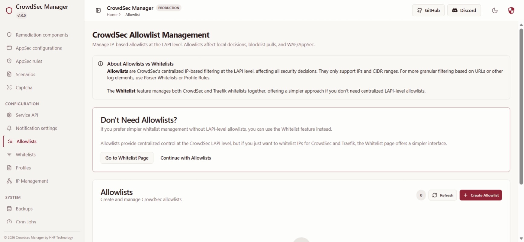 Allowlists management