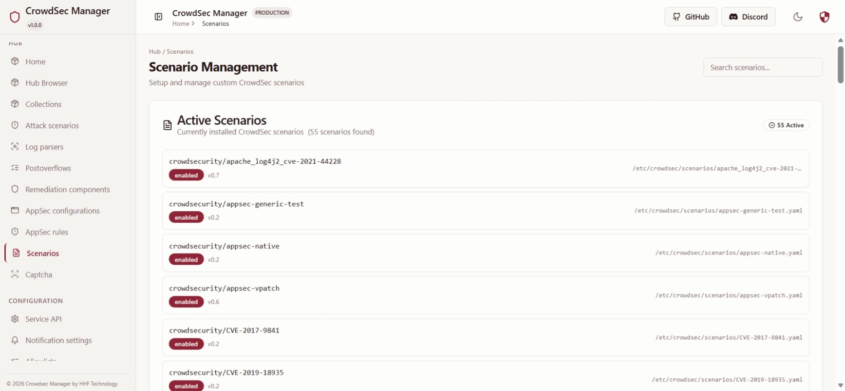 Scenarios management