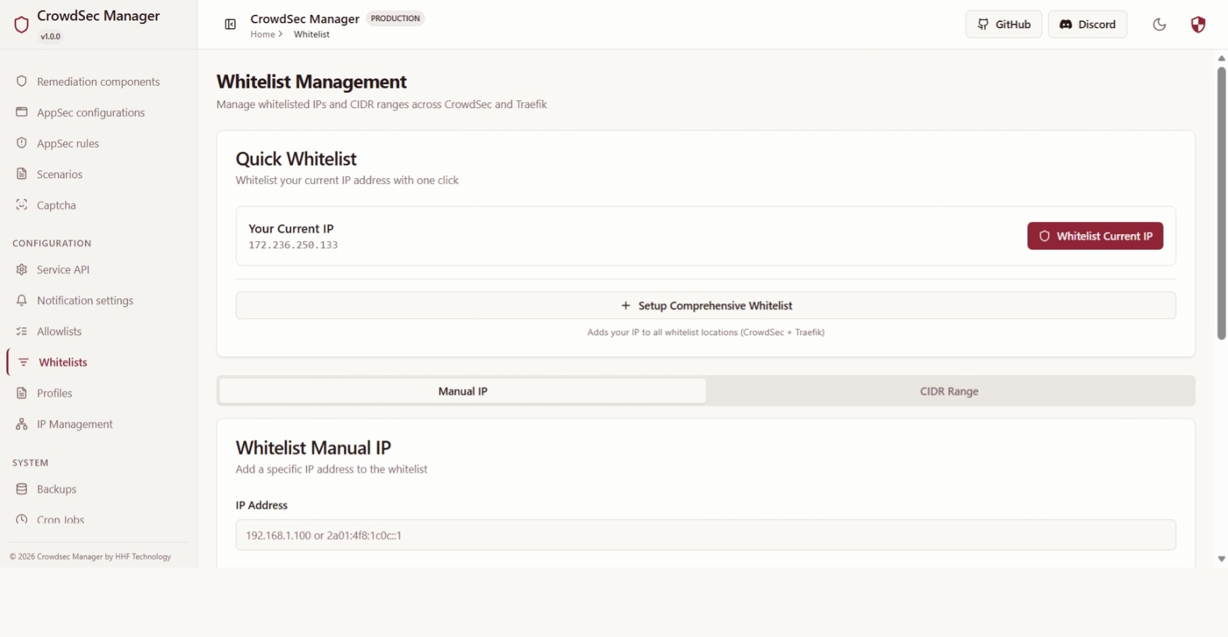 Whitelist management