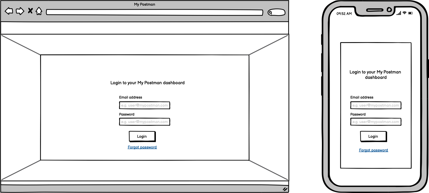 Login page