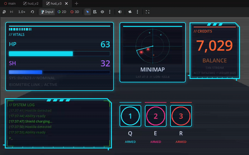 Cyberpunk HUD demo
