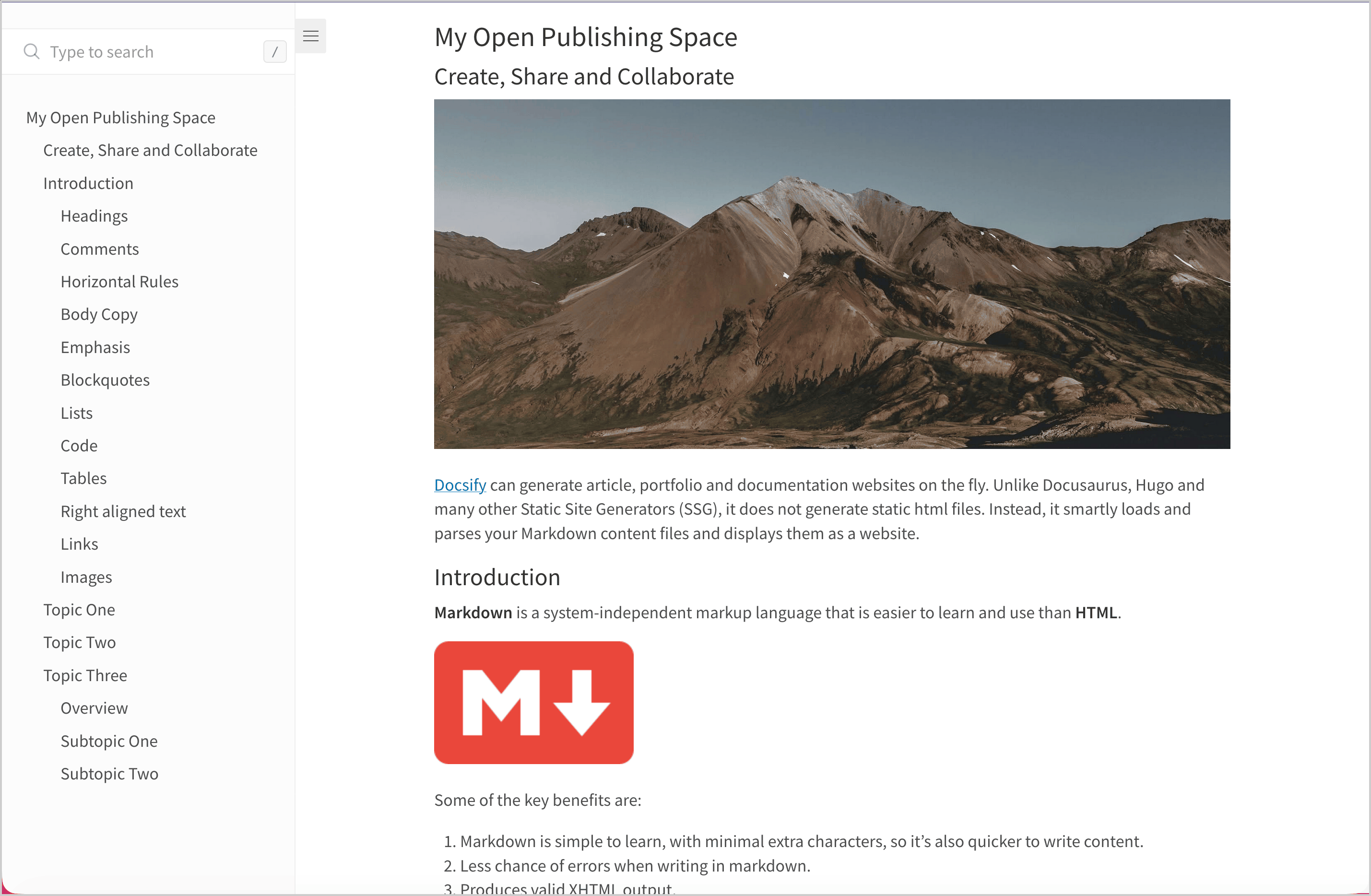 Example page published with Docsify-This