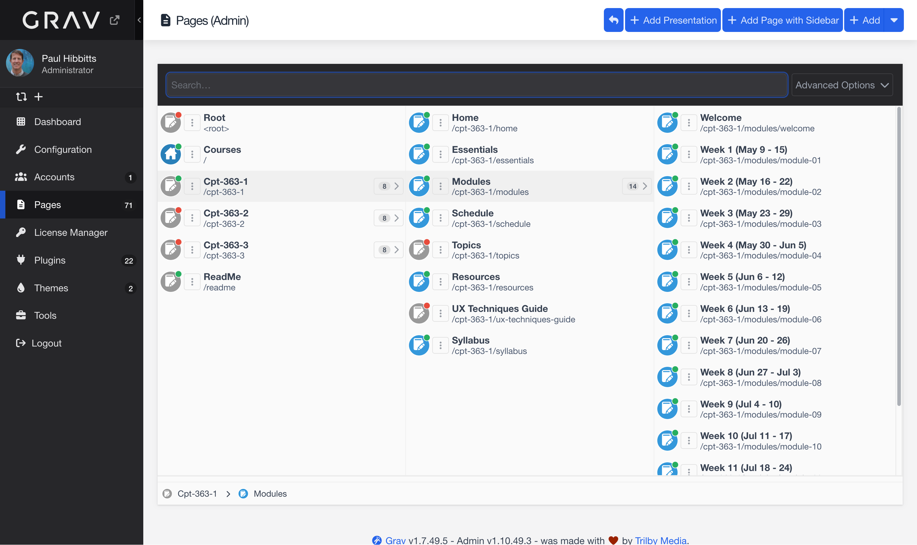 Grav Helios-inspired Admin Panel, edit page