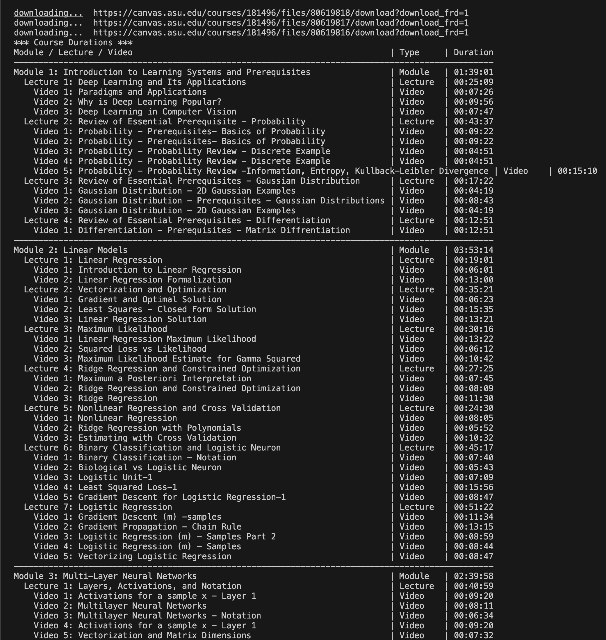 Example output