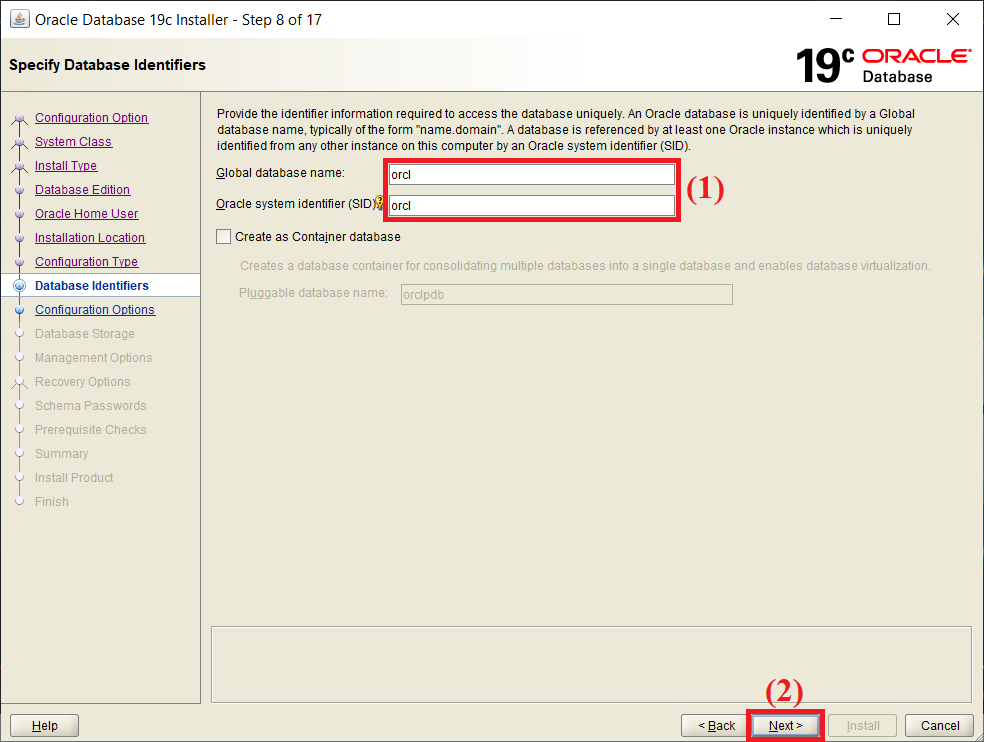 Imagem 2.2: Criar Pluggable Database