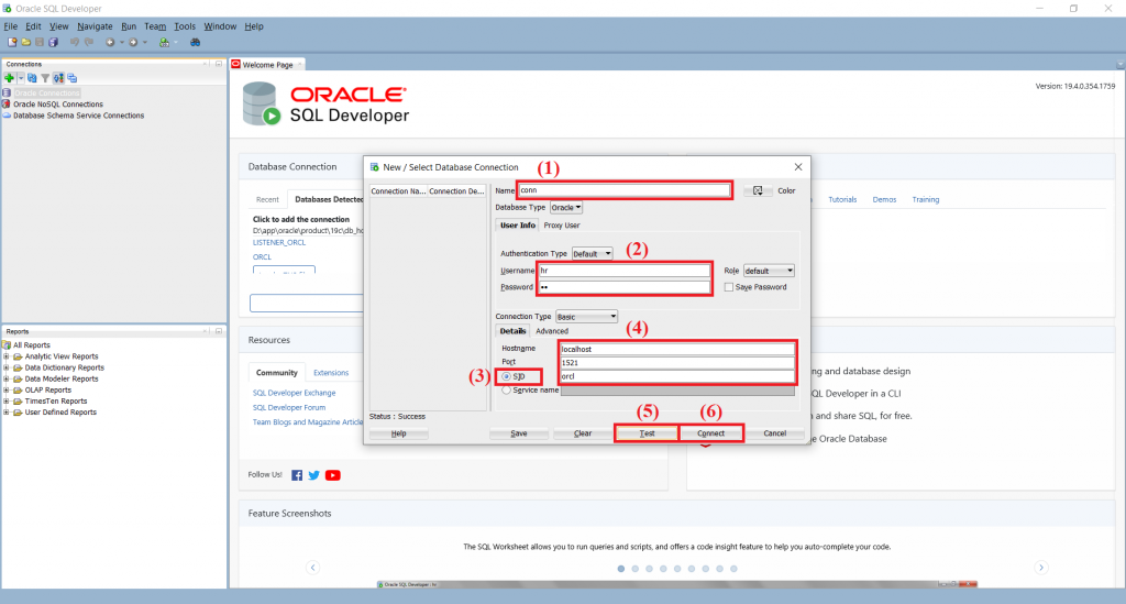 Imagem 3.3: Configurar parâmetros do SQL Developer