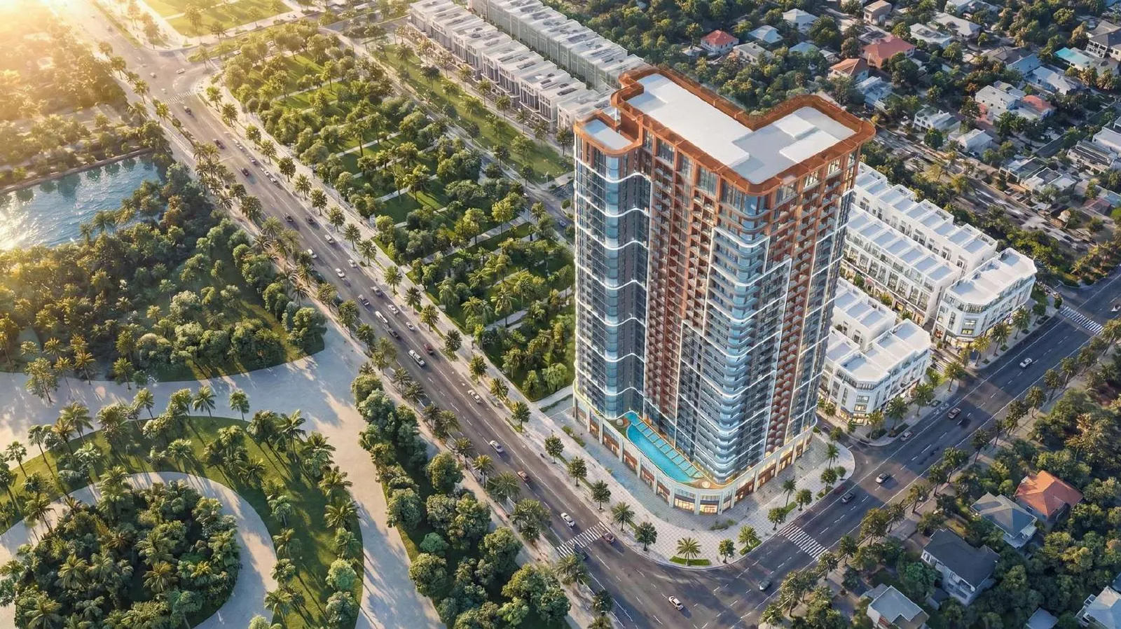 Phối cảnh Sun Saphia Residence nhìn về phía sông Hàn và thành phố
