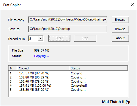 Multithread Copy Windows GitHub - hiepxuan2008/CopyFileMultiThread_Win32API