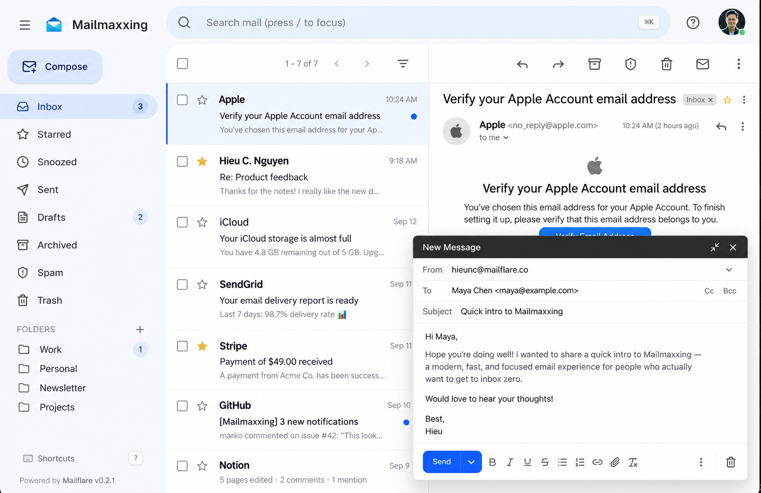 Mailflare delivers a serverless, self-hosted email client and inbox running entirely on Cloudflare's edge platform.