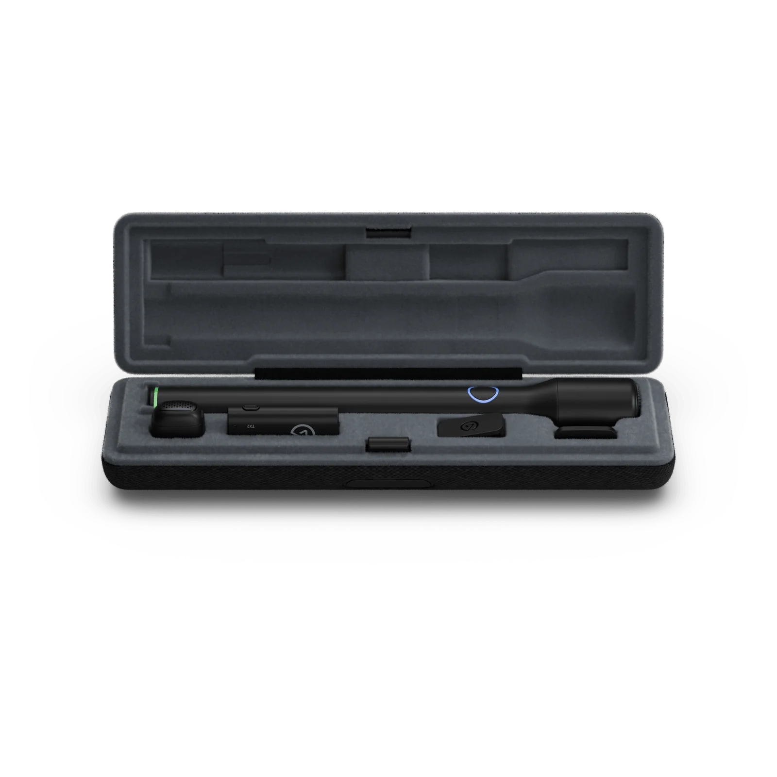 The Wave Go has a carry case that houses the mic, USB-C receiver, and Smart Handle.