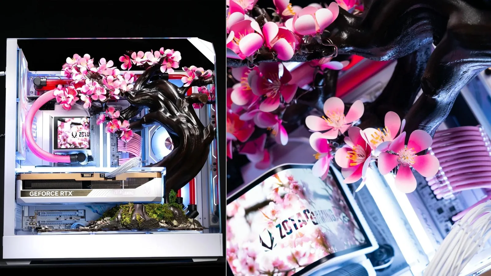 A $14,000 Gaming PC Features 70 Handcrafted Titanium Cherry Blossoms