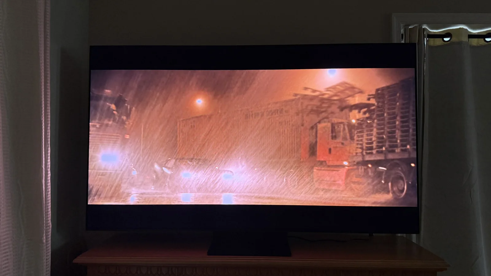 TCL QM7L showing its detail and motion handling via a scene from The Batman