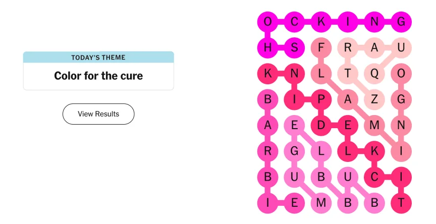 The completed NYT Strands puzzle for Oct. 7, 2026.
