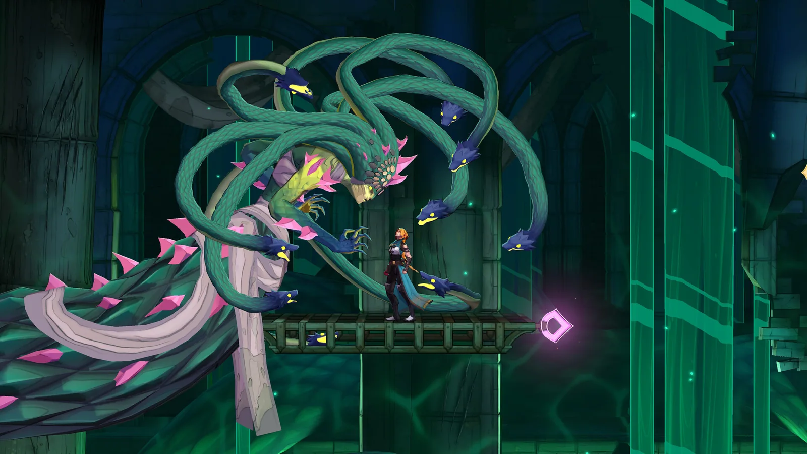 A screenshot from Castlevania: Belmont's Curse showing intricate level design