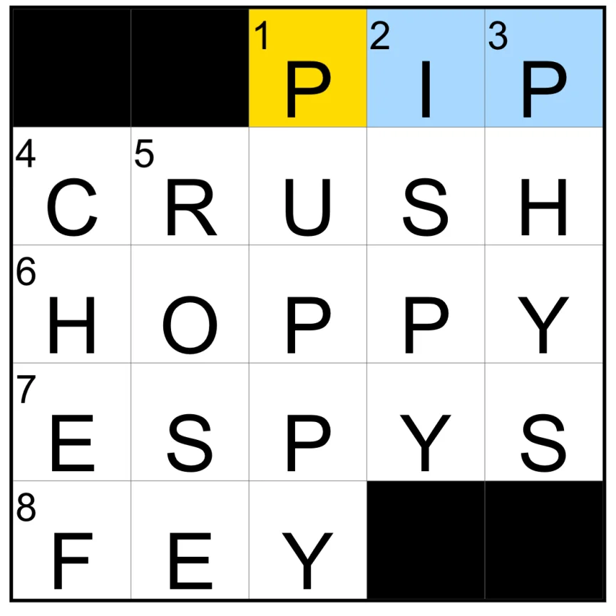 The completed NYT Mini Crossword puzzle for Oct. 12, 2026.