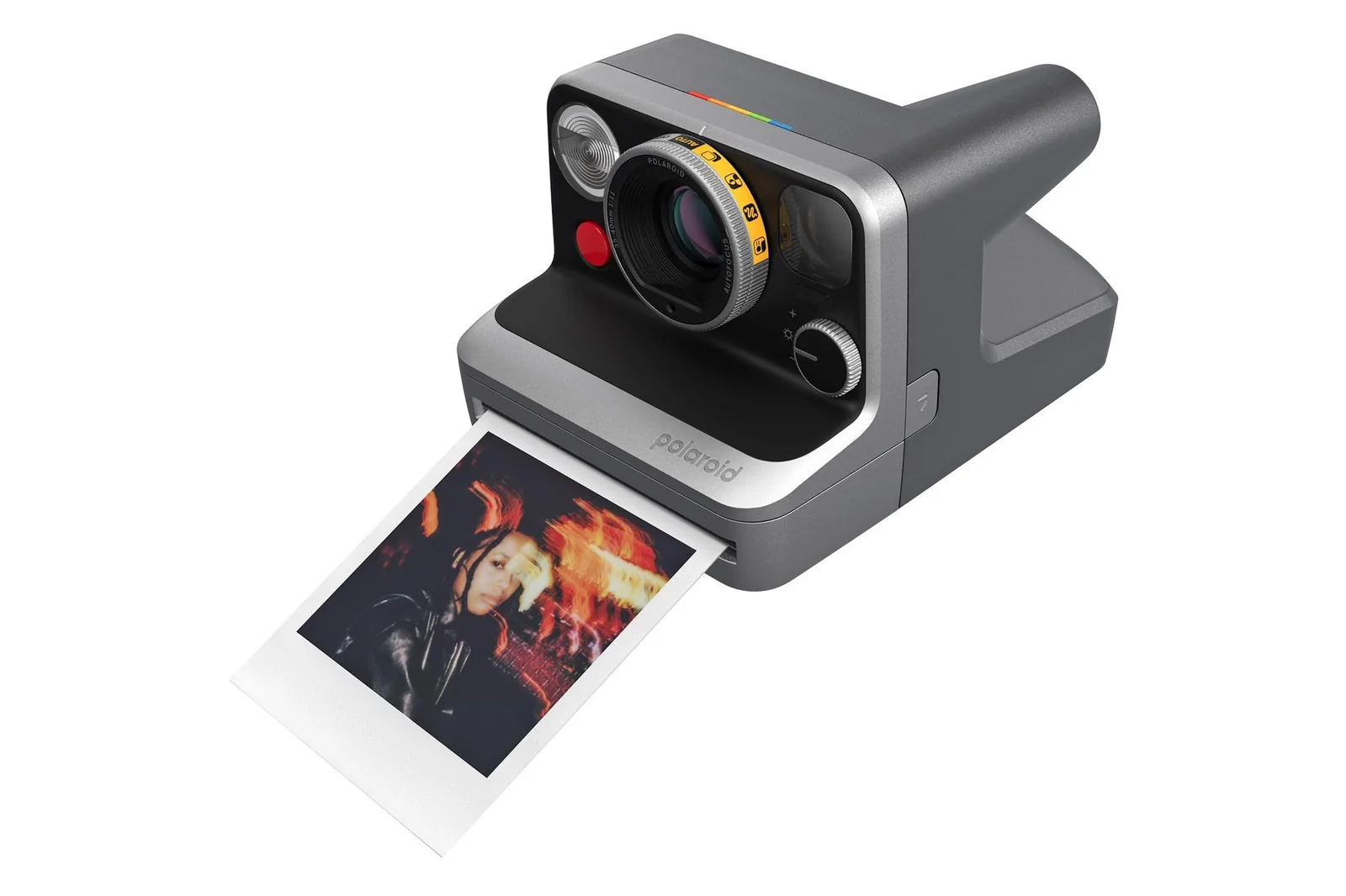 The Polaroid Mod instant camera with an instant photo being ejected.
