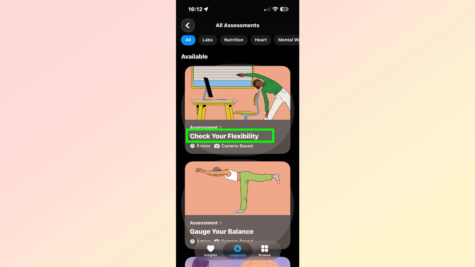Guided assessments in iOS 27.2 beta on iPhone in Health app
