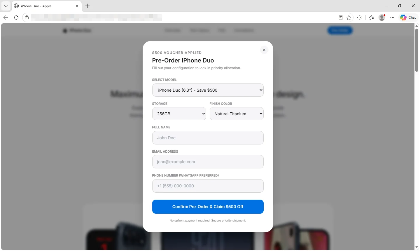 iphone duo pre-order scam from malwarebytes
