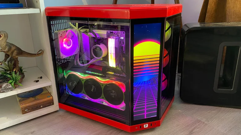 A custom-built desktop gaming PC.