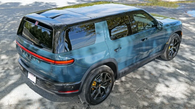 The top of the Rivian R2 including its panoramic glass roof.