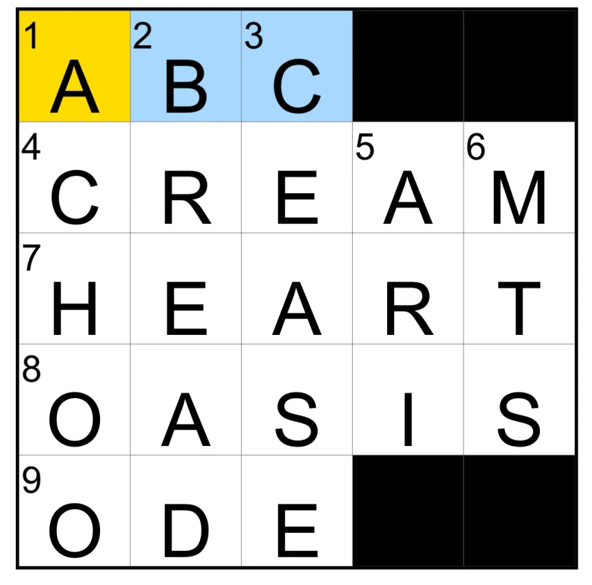 The completed NYT Mini Crossword puzzle for Oct. 9, 2026.