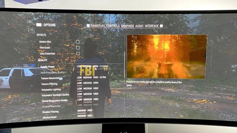 Alan Wake 2 showing its graphics menu on low settings.
