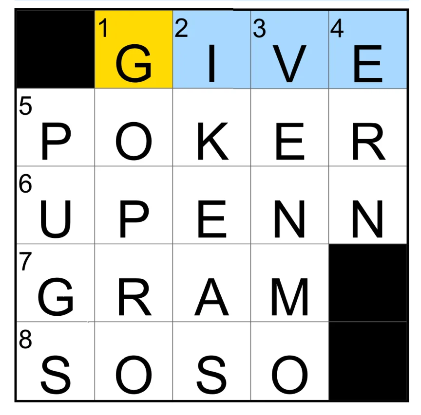 The completed NYT Mini Crossword puzzle for Oct. 1, 2026.