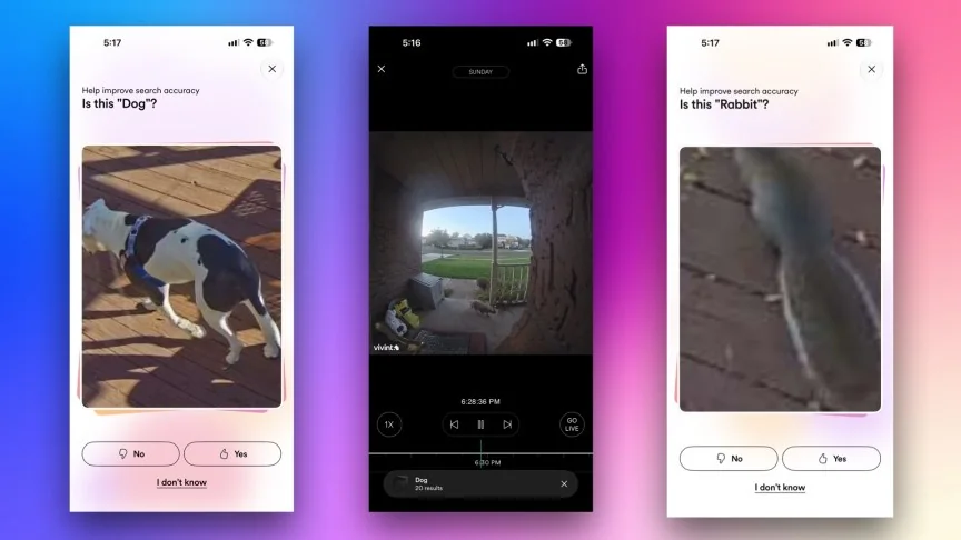 Vivint app showing recognition attempts.