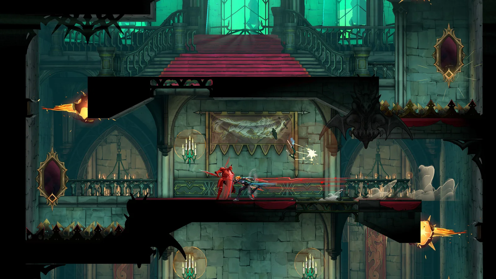 A screenshot from Castlevania: Belmont's Curse showing intricate level design