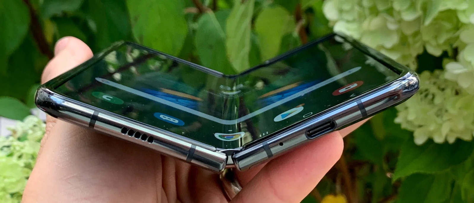 Samsung Galaxy Fold mid-fold