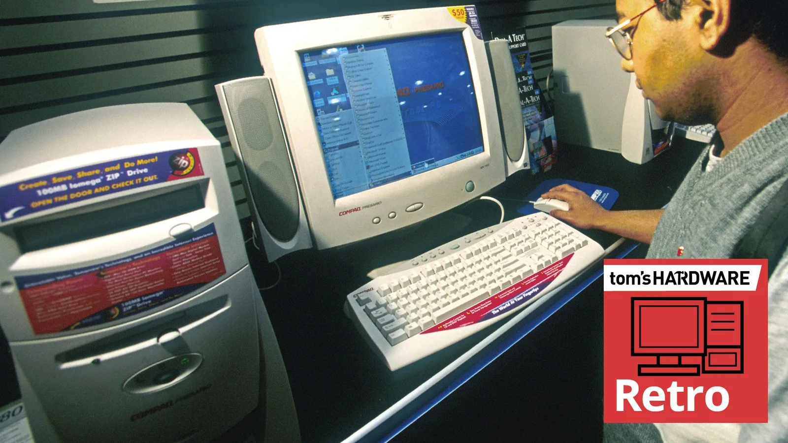 Archival 2000 Footage Tours NYC CompUSA Store in the Era of Pentium III and Windows Me