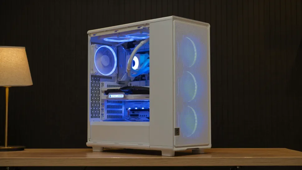 White Gaming PC on a desk