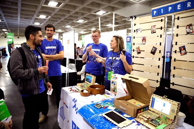 Guests visit vendor booths during TechCrunch Disrupt San Francisco 2019 at Moscone Convention Center on October 04, 2019 in San Francisco, California.