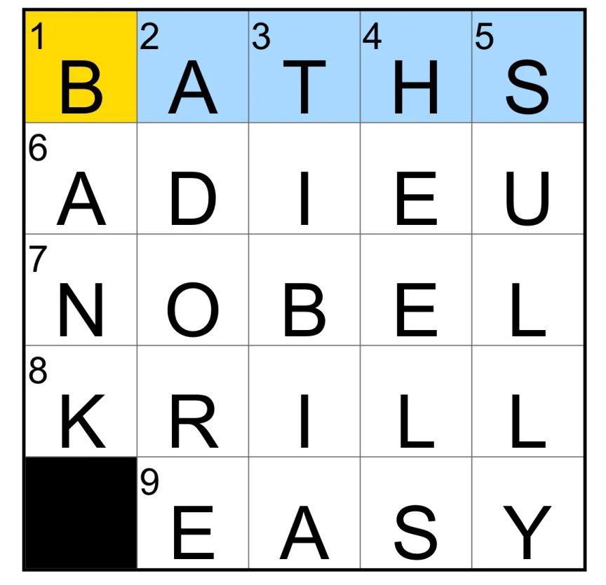 The completed NYT Mini Crossword puzzle for Oct. 14, 2026.
