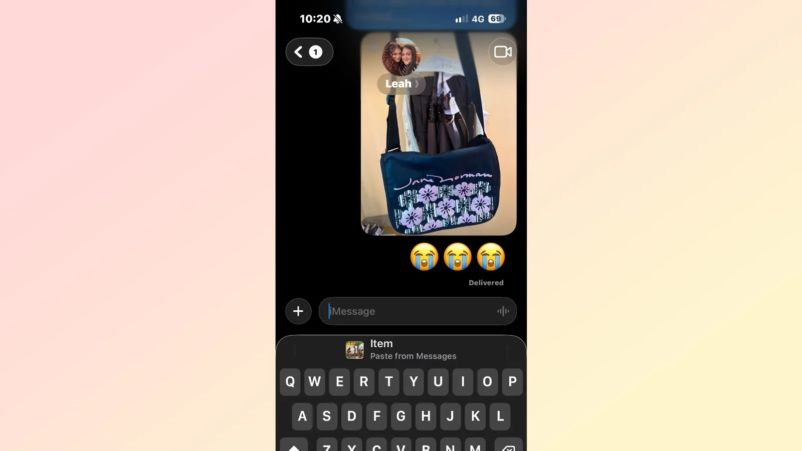 iOS 27 paste shortcut in Messages on iPhone